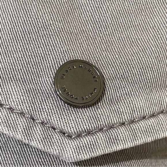 WHBM Military Jacket Gunmetal Ballchain Accents in Washed Gray XXS - Picture 9 of 11